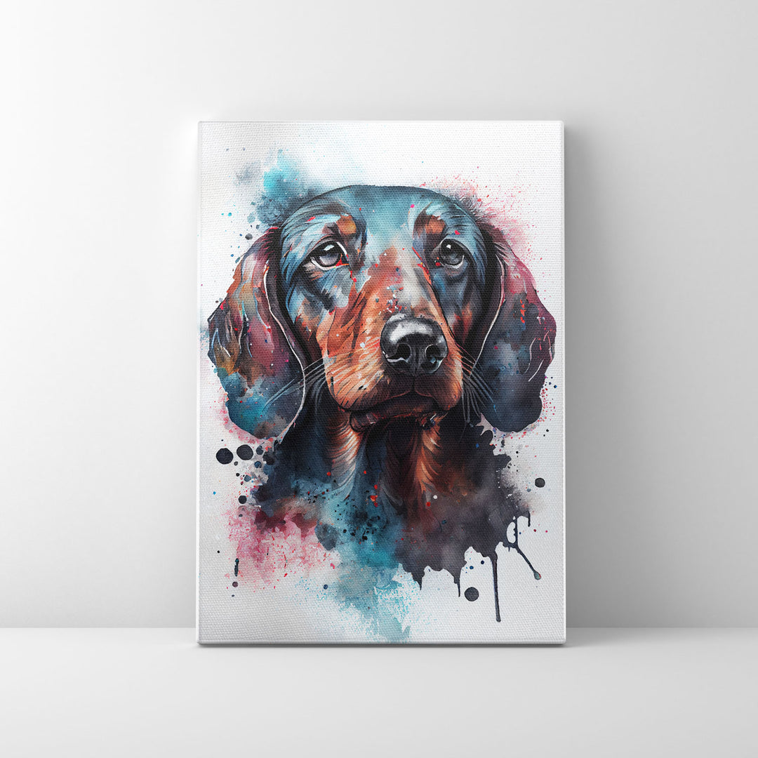 Leinwand mit Dackel Hund Wasserfarben
