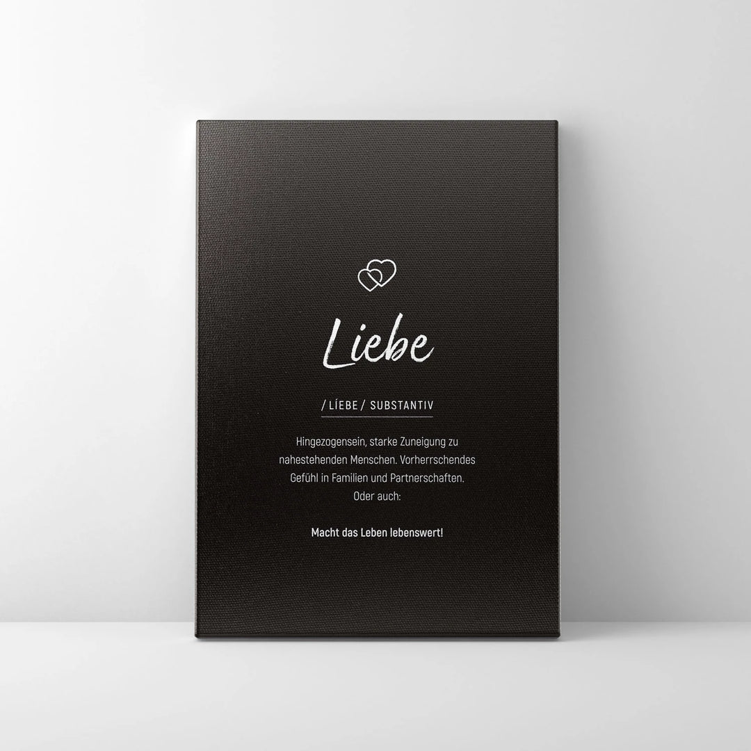 Leinwand Wortdefinition Liebe Schwarz Weiß