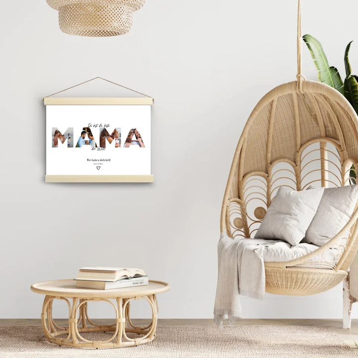 Mockup Wandbild zum Aufhängen mit Holzleisten Fotogeschenk Mama Geschenk Muttertag Weihnachten Geburtstag personalisierbar