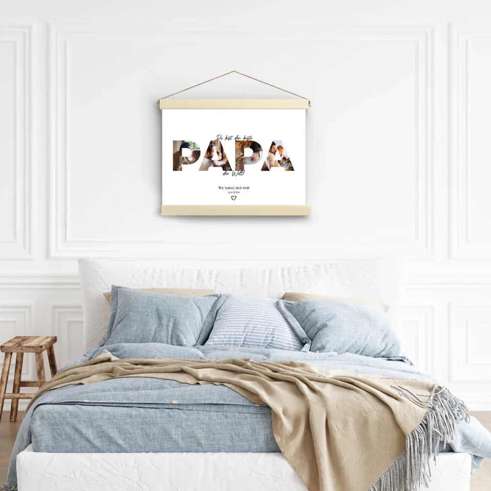 Fotogeschenk Papa Stoffbild individuell gestalten Vatertag Weihnachten Geburtstag
