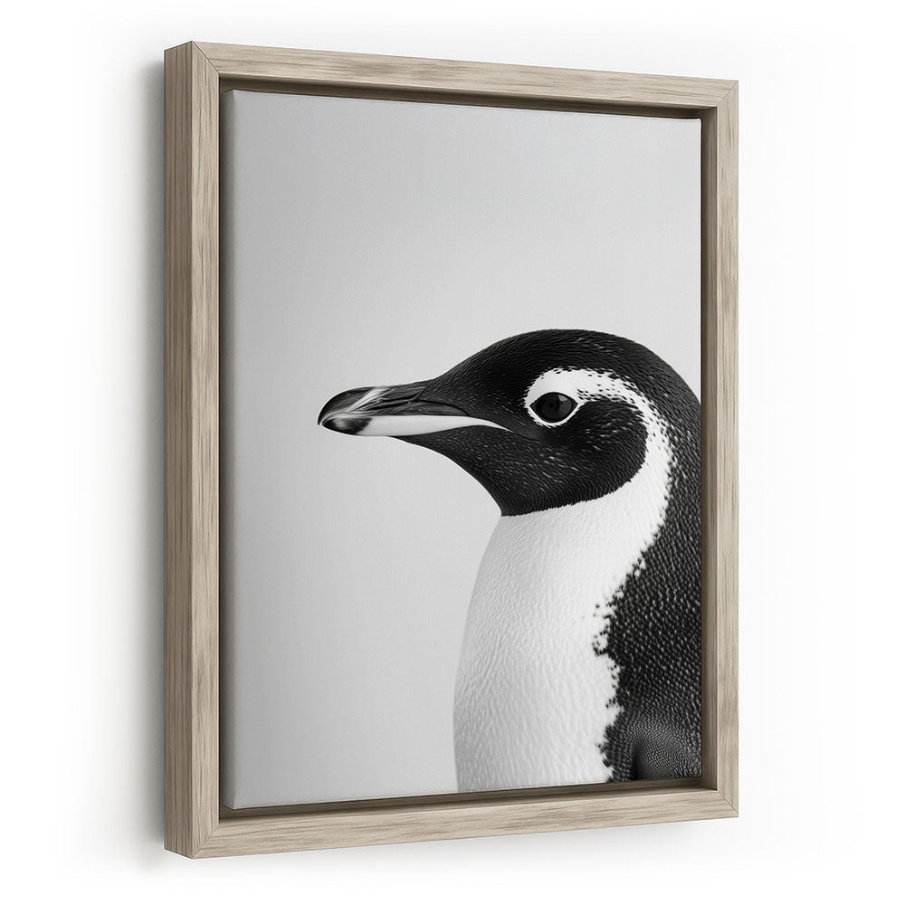 Leinwandbild mit Rahmen Pinguin Schwarz Weiß