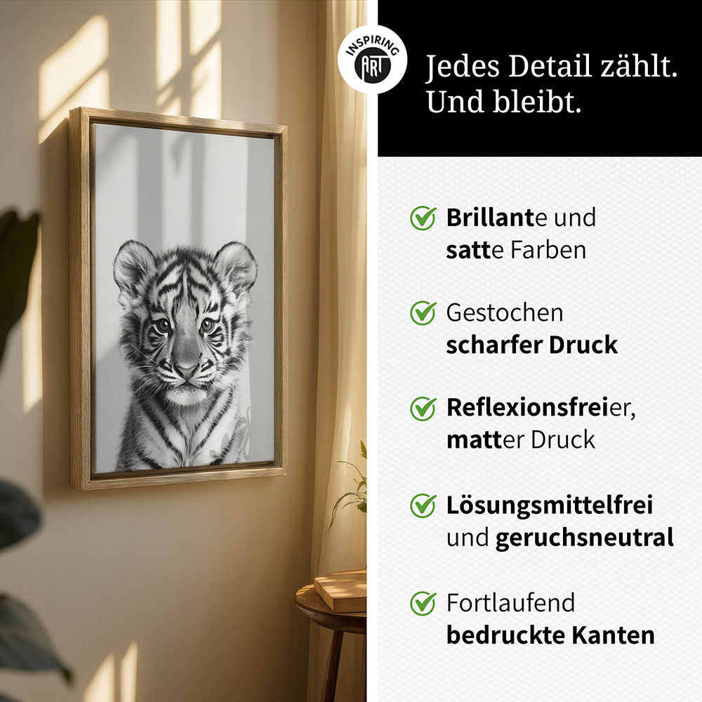Leinwandbild: Tierporträt Tiger "Raja" in Schwarz-Weiß