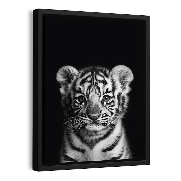 Leinwandbild mit Rahmen Tigerbaby Schwarz Weiß