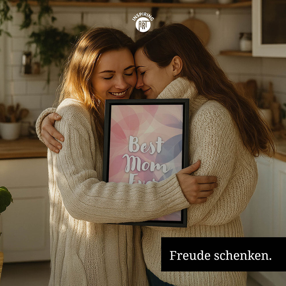 "Best mom ever" Flower Power- Leinwandbild bunt
