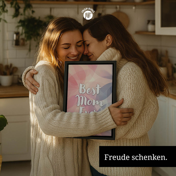 "Best mom ever" Flower Power- Leinwandbild bunt