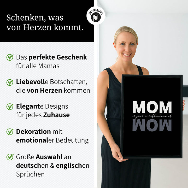"Mom is just a reflection of wow" - Leinwandbild in Schwarz-Weiß
