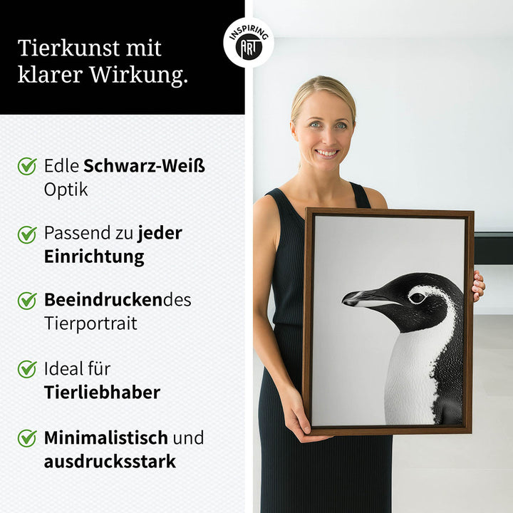 Leinwandbild: Tierporträt Pinguin "Marble" in Schwarz-Weiß