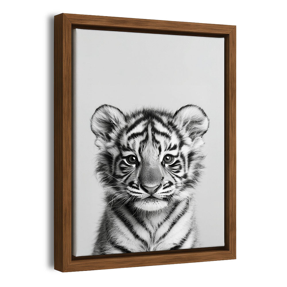 Leinwand Wandbild mit Rahmen Tiger Schwarz Weiß