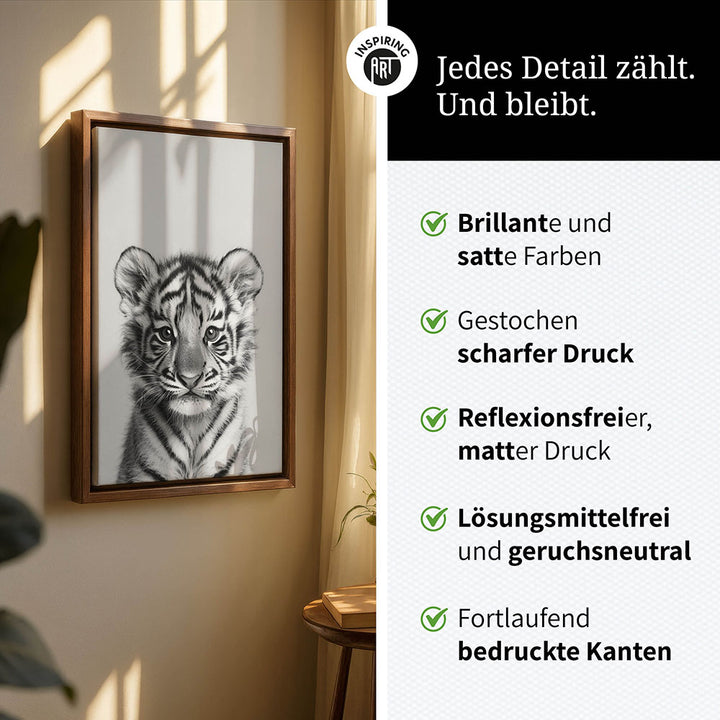 Leinwandbild: Tierporträt Tiger "Raja" in Schwarz-Weiß