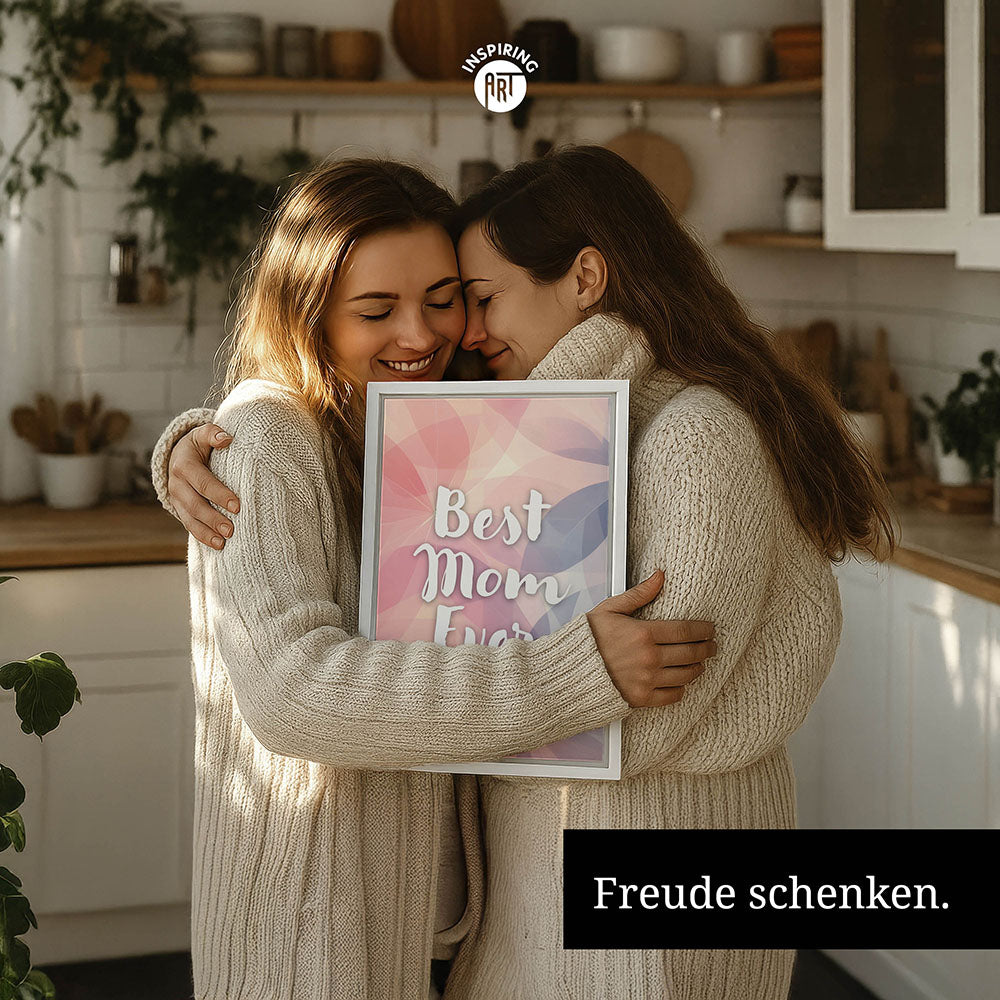 "Best mom ever" Flower Power- Leinwandbild bunt