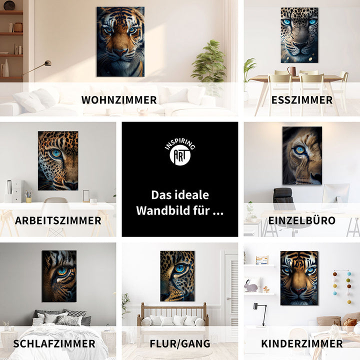 Verschiedene Wildtiere als Wandbild auf Leinwand