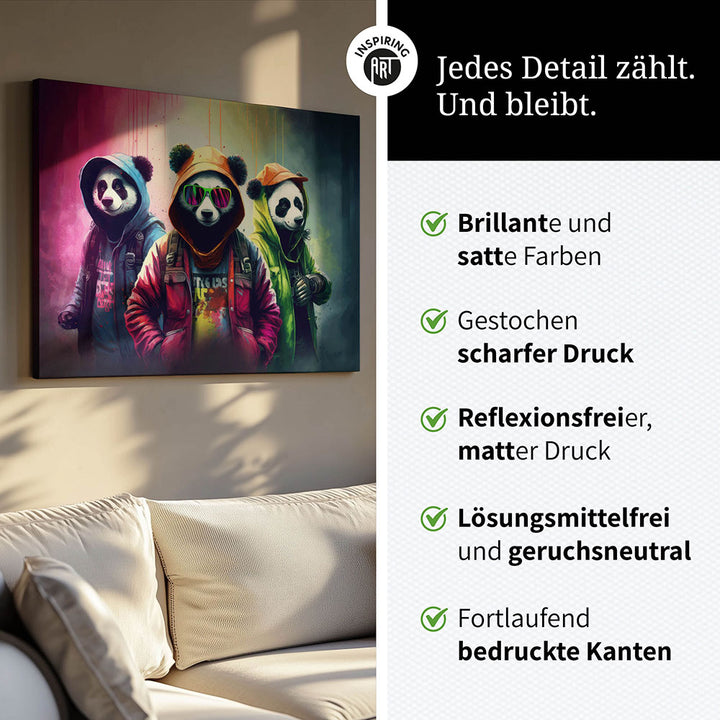 Leinwand Panda Bunt Cool