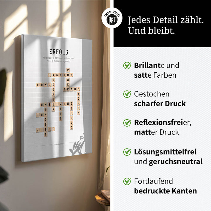 Erfolg - Crossword-Wandbild - Leinwand im Hochformat - Scrabble Design