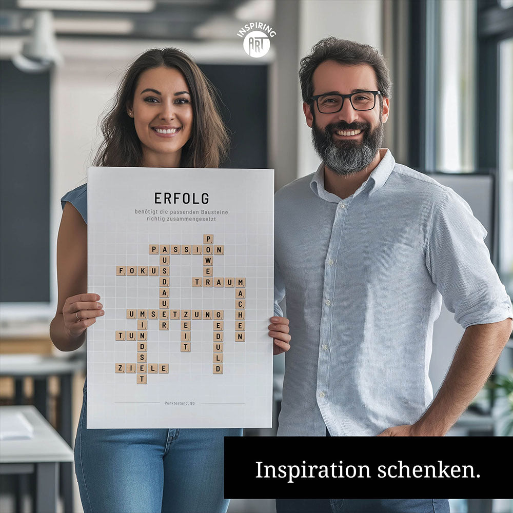 Erfolg - Crossword-Wandbild - Leinwand im Hochformat - Scrabble Design