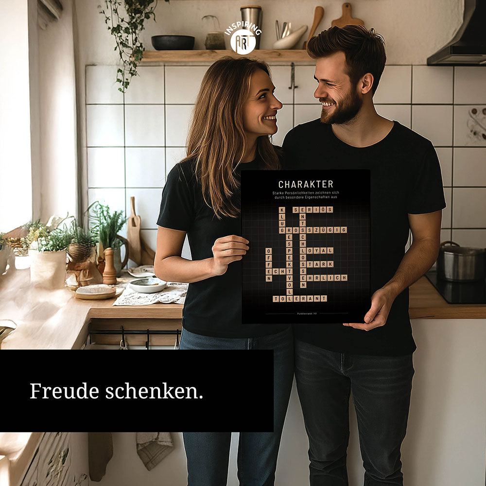 Charakter - Crossword-Wandbild - Leinwand im Hochformat - Scrabble Design