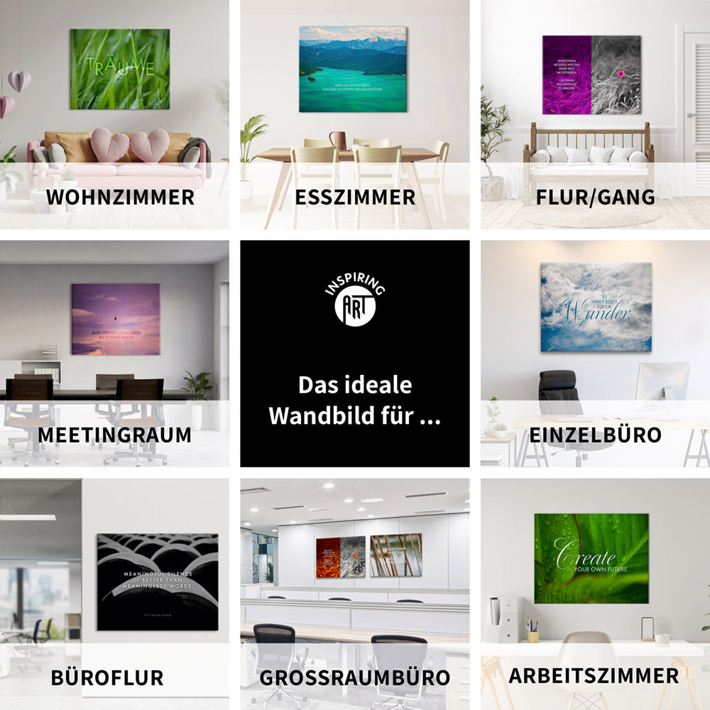 Manchmal müssen wir das Ende erst akzeptieren... – Leinwandbild mit Affirmation in Orange-rot