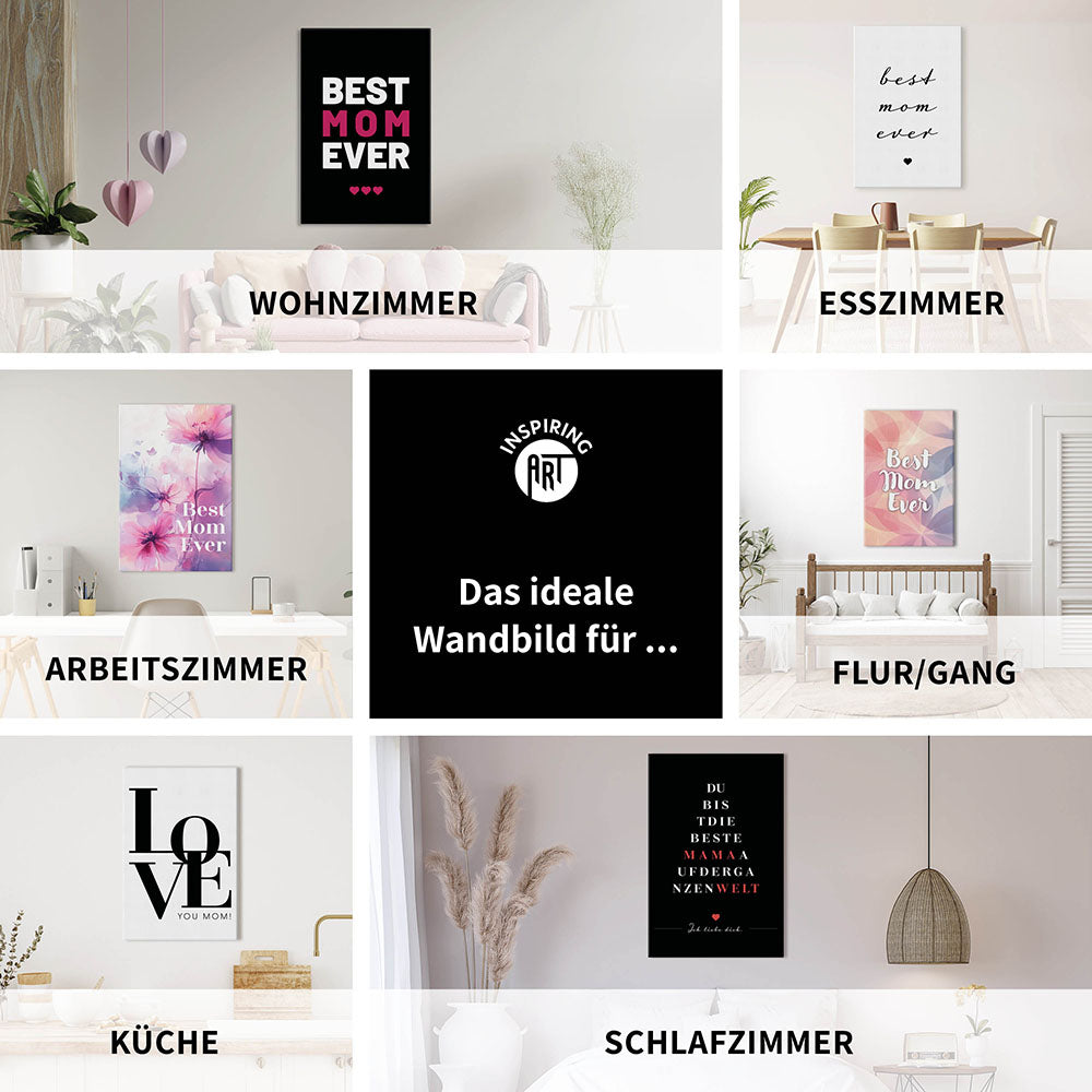 "Wherever life takes me your love stays with me" - Leinwandbild in Weiß-Schwarz-Pink