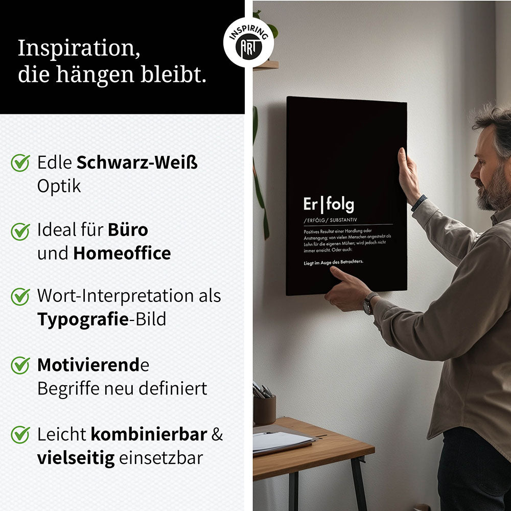 Schwarz Weiß Leinwandbild Typografie