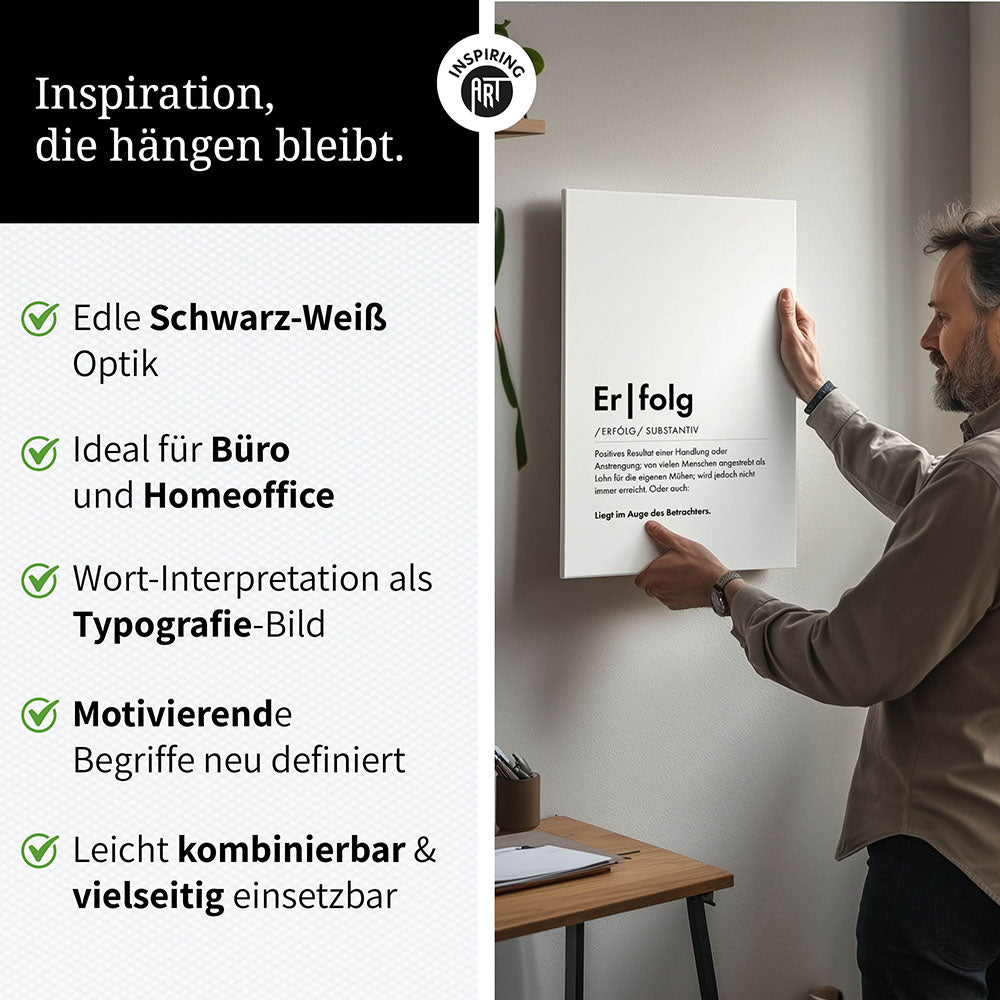 Schwarz Weiß Wandbild Typografie