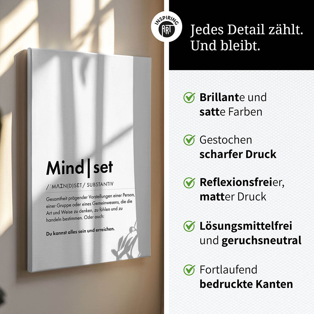 Leinwanddruck mit Text Mindset