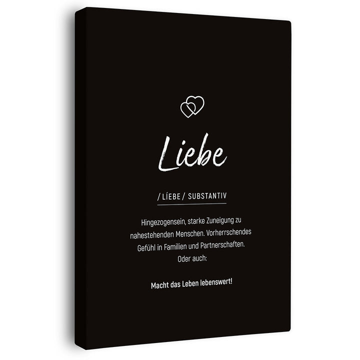 Liebe - Wortdefinition-Wandbild - Leinwand im Hochformat