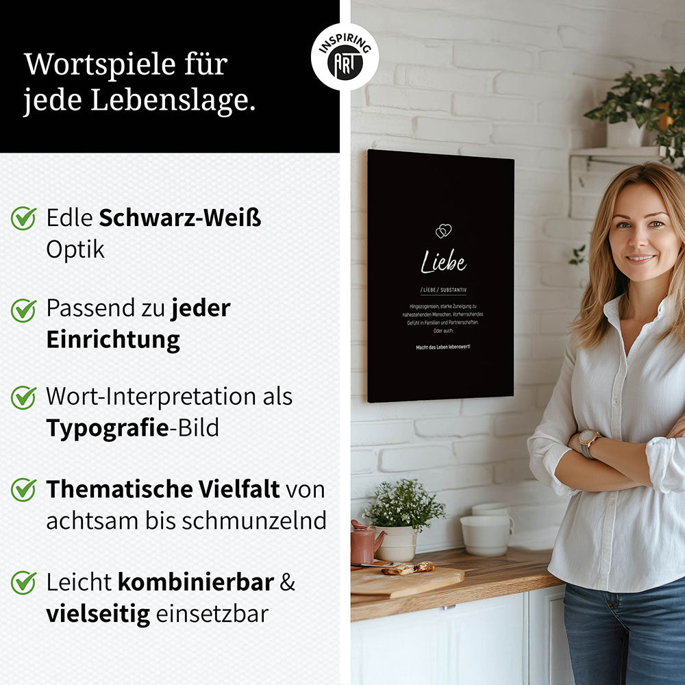 Liebe - Wortdefinition-Wandbild - Leinwand im Hochformat