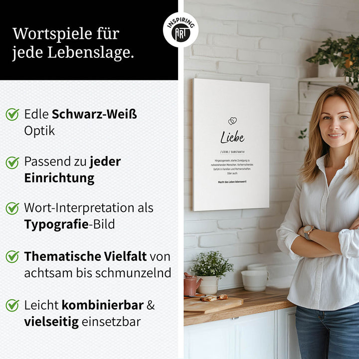 Liebe - Wortdefinition-Wandbild - Leinwand im Hochformat