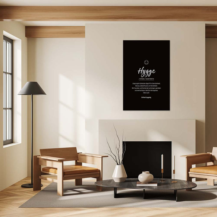 Hygge - Wortdefinition-Wandbild - Leinwand im Hochformat