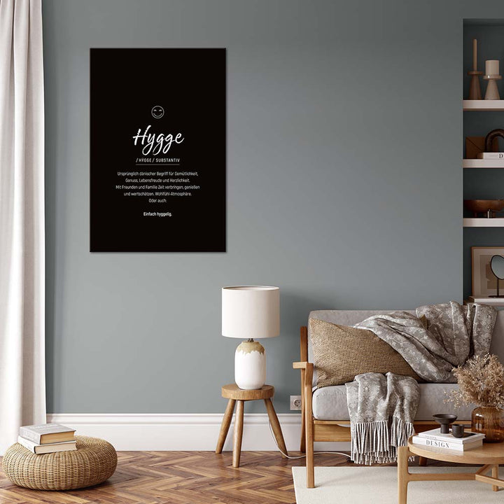 Hygge - Wortdefinition-Wandbild - Leinwand im Hochformat