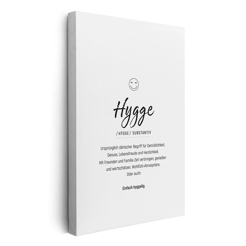 Hygge - Wortdefinition-Wandbild - Leinwand im Hochformat