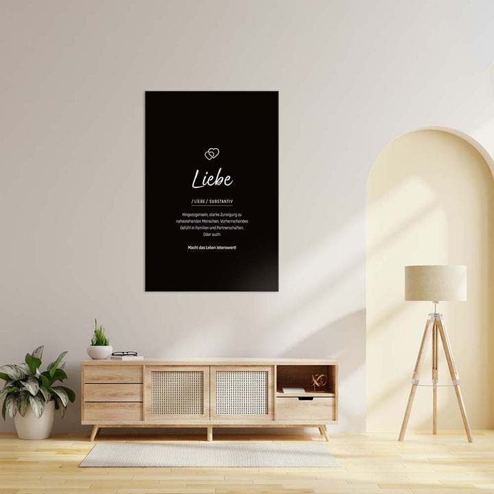 Liebe - Wortdefinition-Wandbild - Leinwand im Hochformat