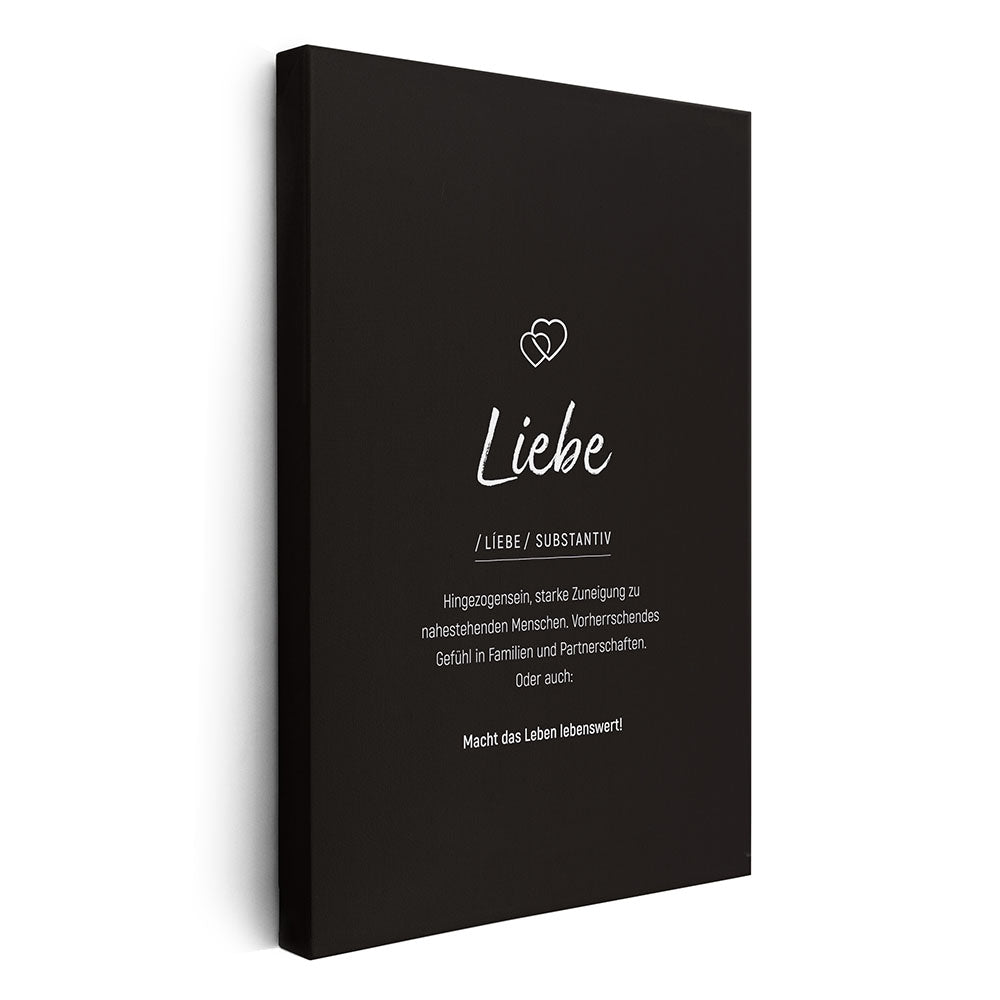 Wandbild Leinwand Canvas Wort Definition Liebe schwarz
