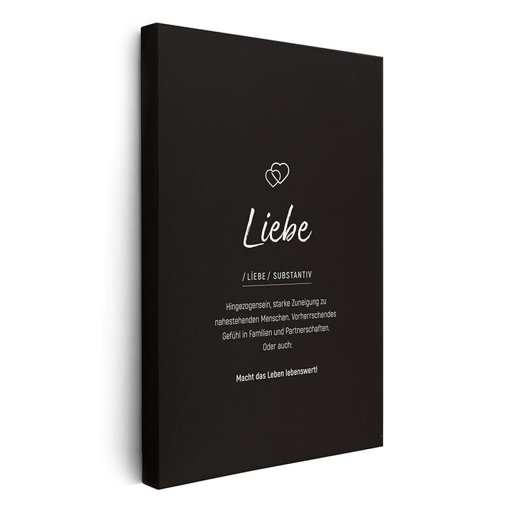 Wandbild Leinwand Canvas Wort Definition Liebe schwarz