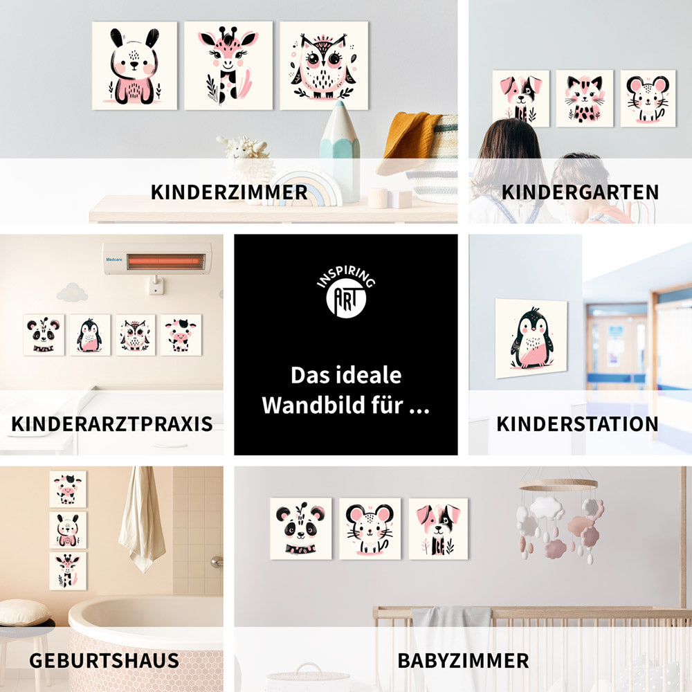 Kira, die Kunst-Katze – Baby-Kinder-Wandbild MIXPIX – Tiermotiv Katze als Illustration