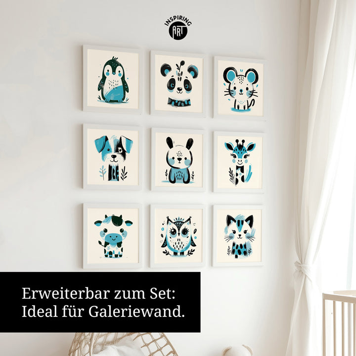 Kira, die Kunst-Katze – Baby-Kinder-Wandbild MIXPIX – Tiermotiv Katze als Illustration