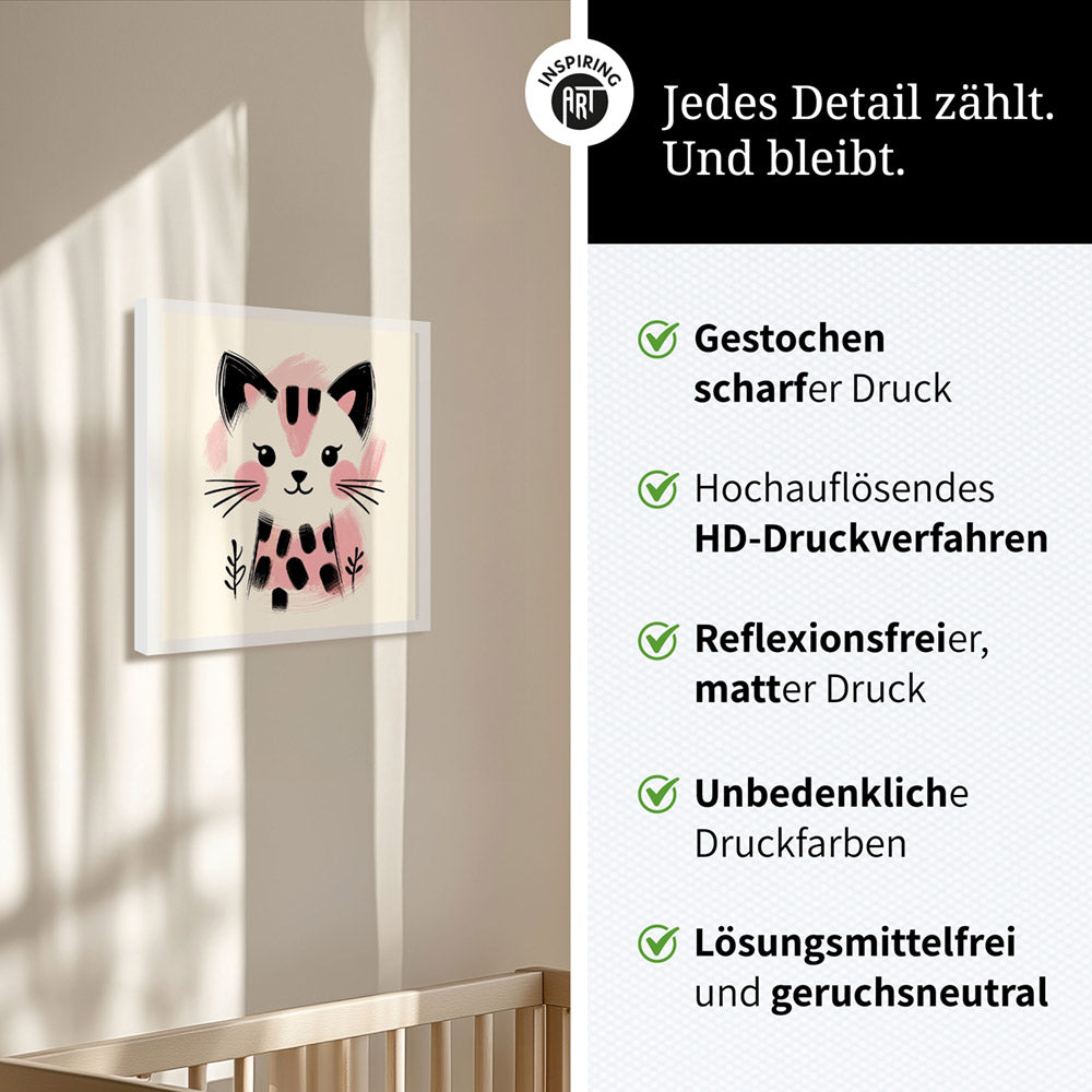Kira, die Kunst-Katze – Baby-Kinder-Wandbild MIXPIX – Tiermotiv Katze als Illustration