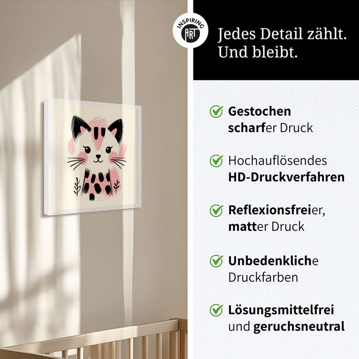 Kira, die Kunst-Katze – Baby-Kinder-Wandbild MIXPIX – Tiermotiv Katze als Illustration