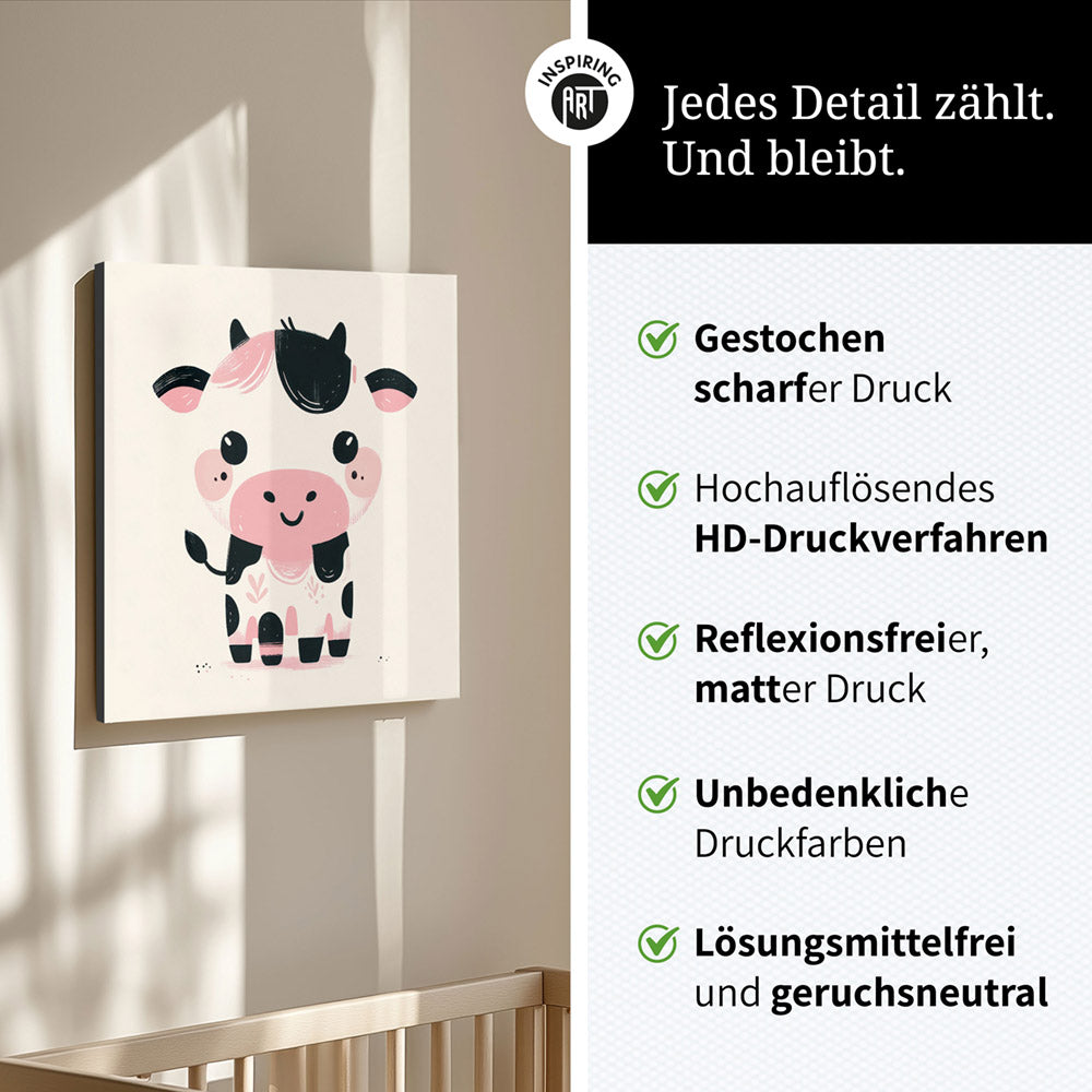 Karla, die kolorierte Kuh – Baby-Kinder-Wandbild MIXPIX – Tiermotiv Kuh als Illustration