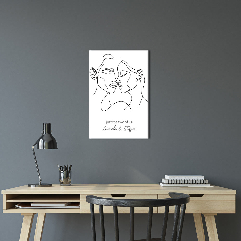personalisierte Leinwand Line Art Wandbild Mann Frau Geschenk Hochzeit Liebe