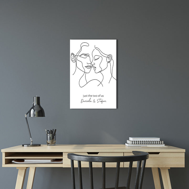 personalisierte Leinwand Line Art Wandbild Mann Frau Geschenk Hochzeit Liebe