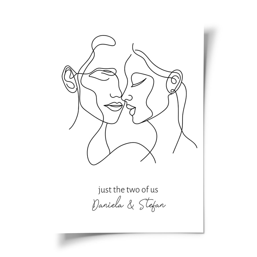 Personalisiertes Poster Line-Art: Mann und Frau lieben sich Geschenk Paare Hochzeit Liebe