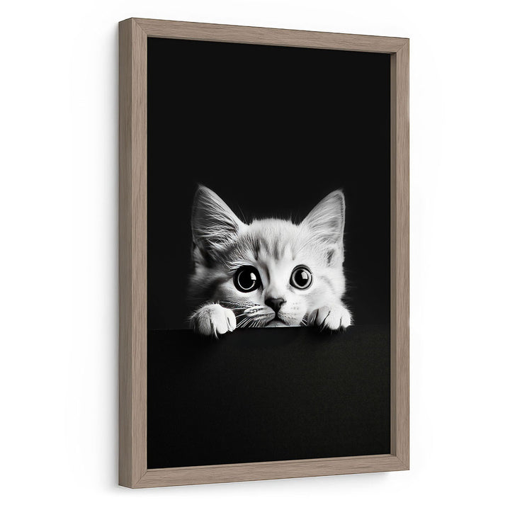 Poster mit Rahmen Katze Schwarz Weiß