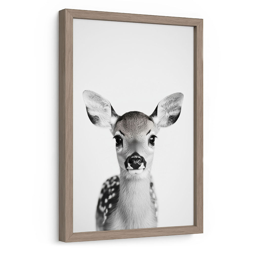 Tierposter Reh mit Rahmen Schwarz Weiß 