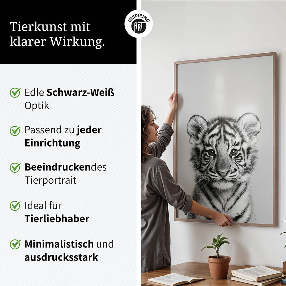 Tigerposter Schwarz Weiß