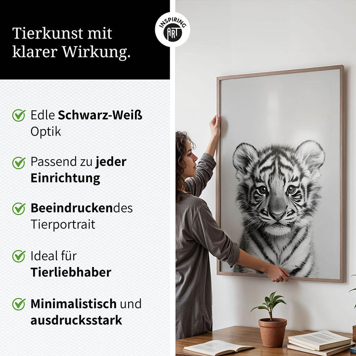 Tigerposter Schwarz Weiß