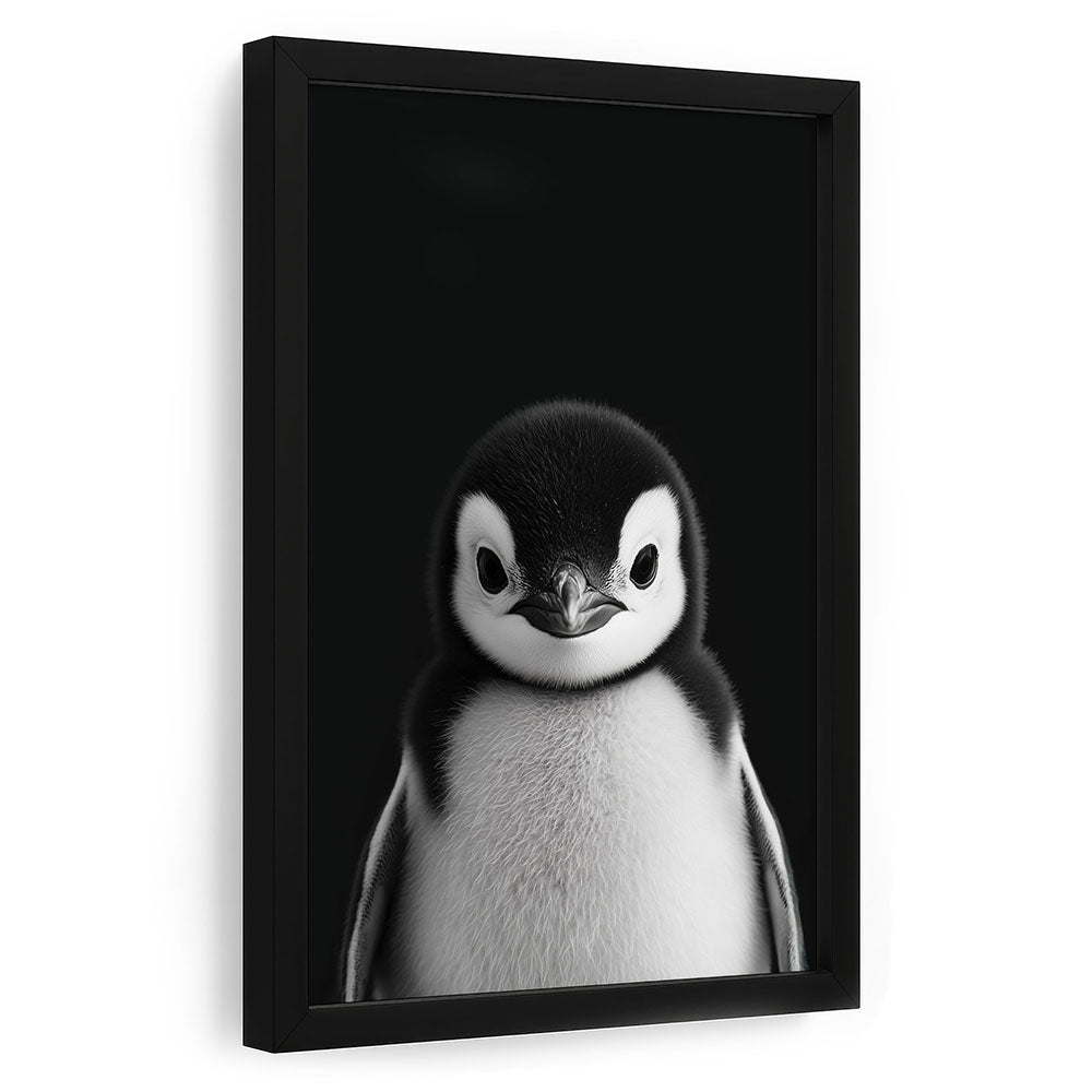 Gerahmtes Poster Pinguinbaby Schwarz Weiß