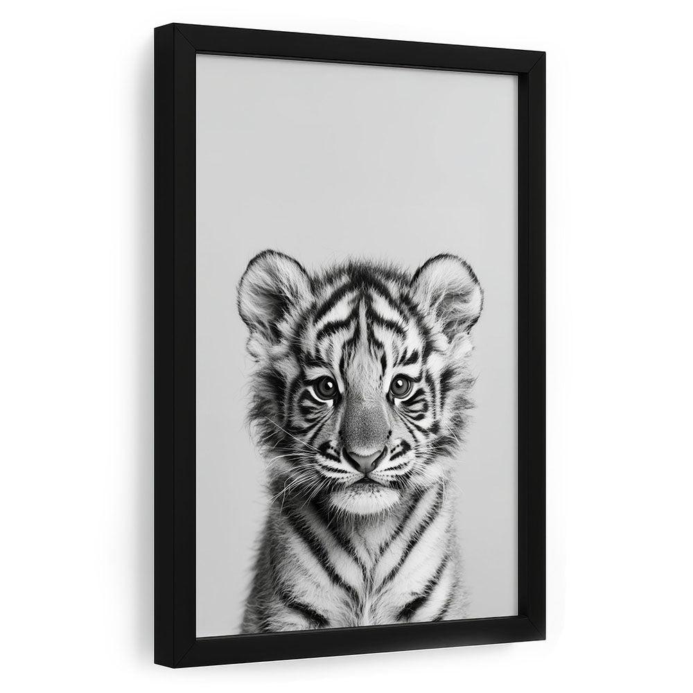Poster Tierposter mit Rahmen Tiger Schwarz Weiß