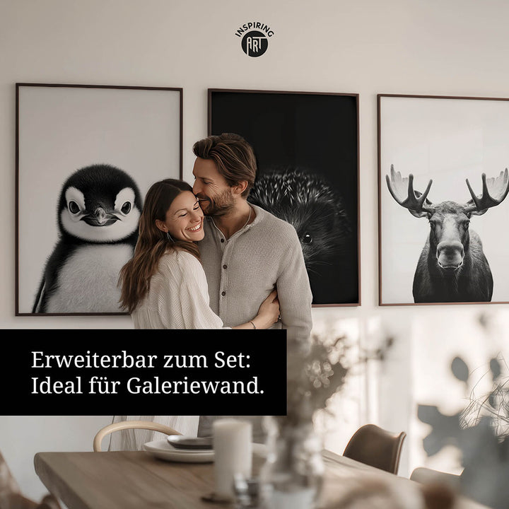 Poster: Tierporträt Igel "Stitch" in Schwarz-Weiß