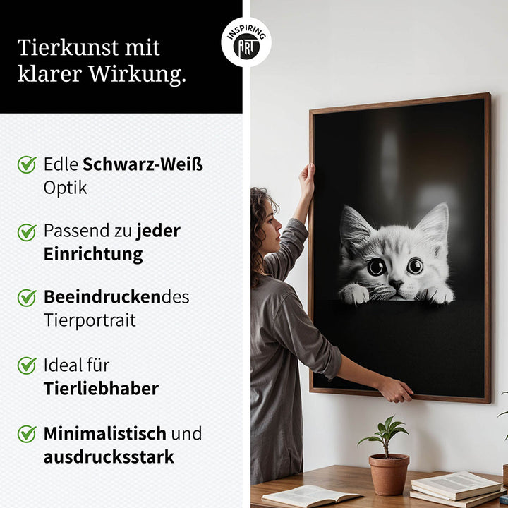 Poster: Tierporträt Katze "Misty" in Schwarz-Weiß