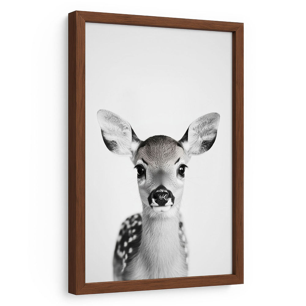 Reh Tierposter mit Rahmen Schwarz Weiß 